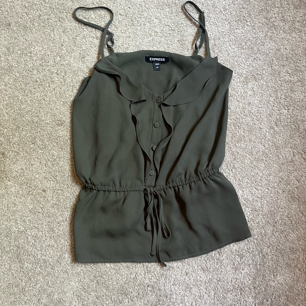 Express Green Sleeveless Camisole with Tie Front